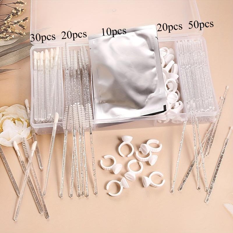 All-In-One False Eyelash Kit with Eye Pad, Lash Glue Rings, Brush & Cotton Swabs, DIY False Eyelashes Application Set, DIY Cluster Lashes