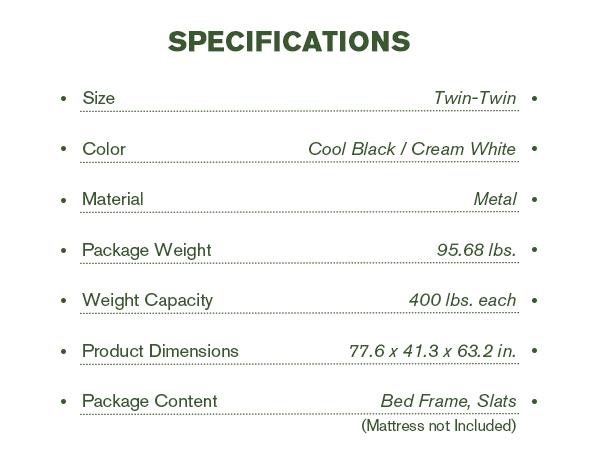 MUTICOR Twin Over Twin Metal Bunk Bed with Ladder & Guardrail, 【Frame Only No Mattress】 Space-Saving, Easy for Climbing & Assemble#TikTokShopBlackFriday #ChristmasGifts