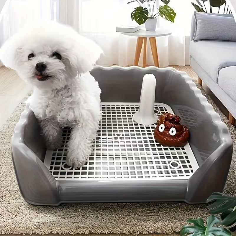 Adjustable Height Splash-Proof Dog Toilet with Wave Fence and 3-Sided Design, Durable Easy-Clean Pet Bowl for Indoor/outdoor Use