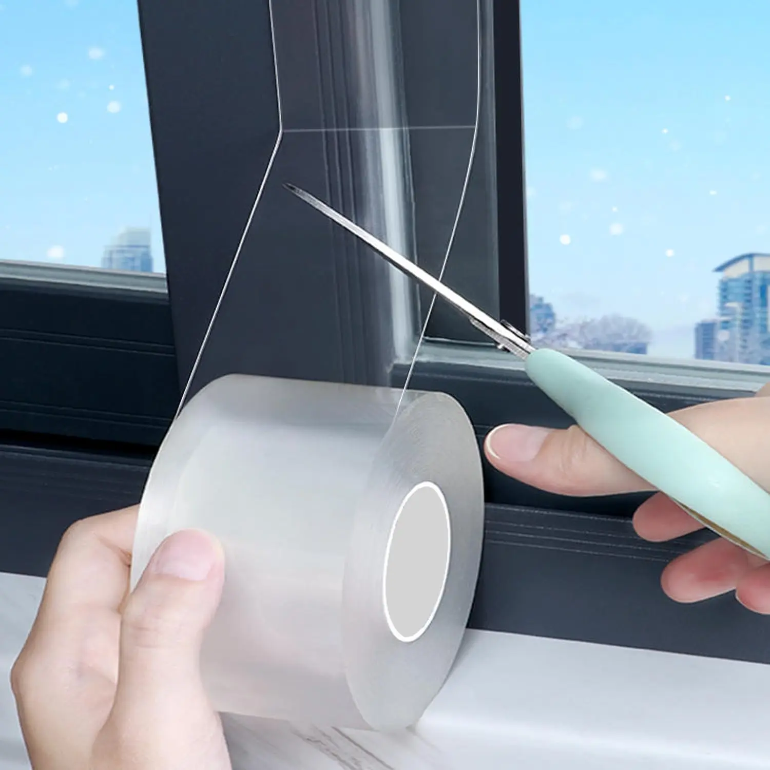 Transparent Window Weather Sealing Tape 2 Inch x 16.5 FT Weather Stripping -Free Clear Window Insulation Tape for Doors Windows and Shower Glass Gaps (2 in * 16.5 FT)
