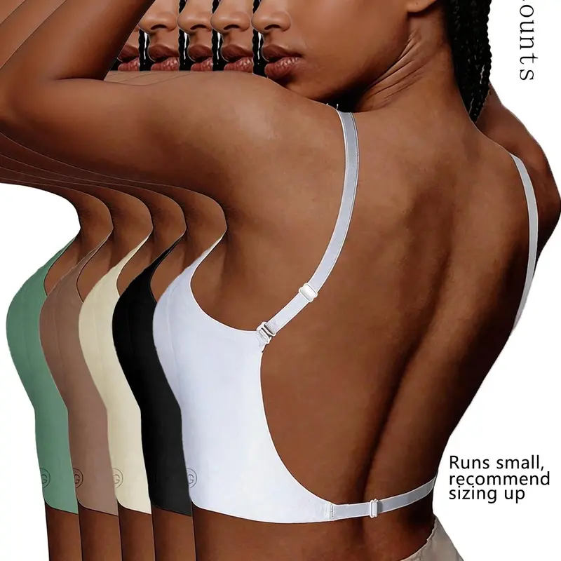 Women's Elegant Chic Seamless Design Backless Bra, Underwear, Lingerie Bra, Convertible Strap Wireless Wire Free Push-Up Bra, Suitable for Bridal Wedding Dresses and Party Gowns