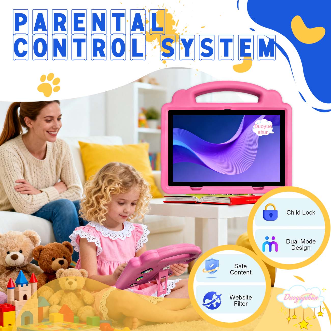 10.1 Inch HD Screen Android Tablet PC, Learning Entertainment Tablet, Dual Sim Card Support, Bluetooth-compatible & WiFi Connectivity, Ideal for Education & Entertainment