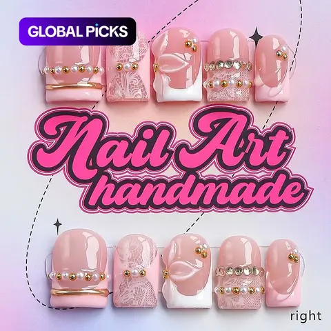 Y2K Style Press-On Nails, 10pcs Handmade Artificial Nails, XS-S-M-L Sizes, Perfect for Parties, Includes Jelly Glue, Crystal Stick, File, Nail Art Products #GLOBAL PICKS