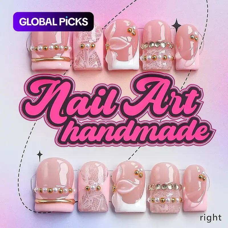 Y2K Style Press-On Nails, 10pcs Handmade Artificial Nails, XS-S-M-L Sizes, Perfect for Parties, Includes Jelly Glue, Crystal Stick, File, Nail Art Products #GLOBAL PICKS
