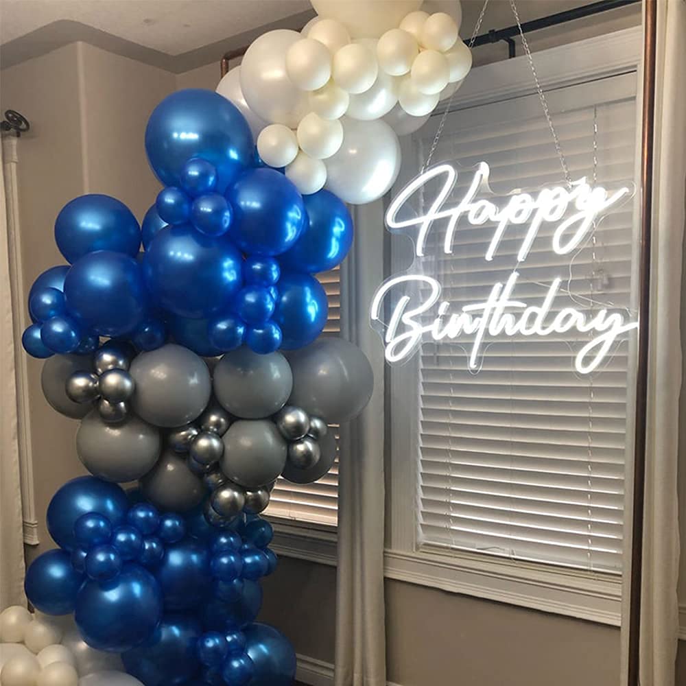 Dimmable Reusable Contemporary Plastic Happy Birthday LED Sign (17-20 in) - Bonfire, Children's Day Party Decor, Family Love Indoor/Outdoor Wall Backdrop Decoration, On/Off Function