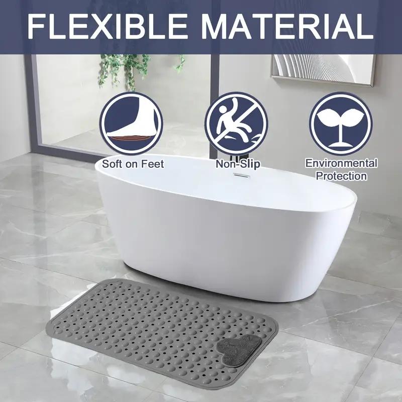 Cloud Pattern Bath Mat, Bathroom Floor Mat, 1 Count Non-slip Bathroom Massage Mat with Suction Cup, Round Hole Design Quick Drain Mat for Shower Room
