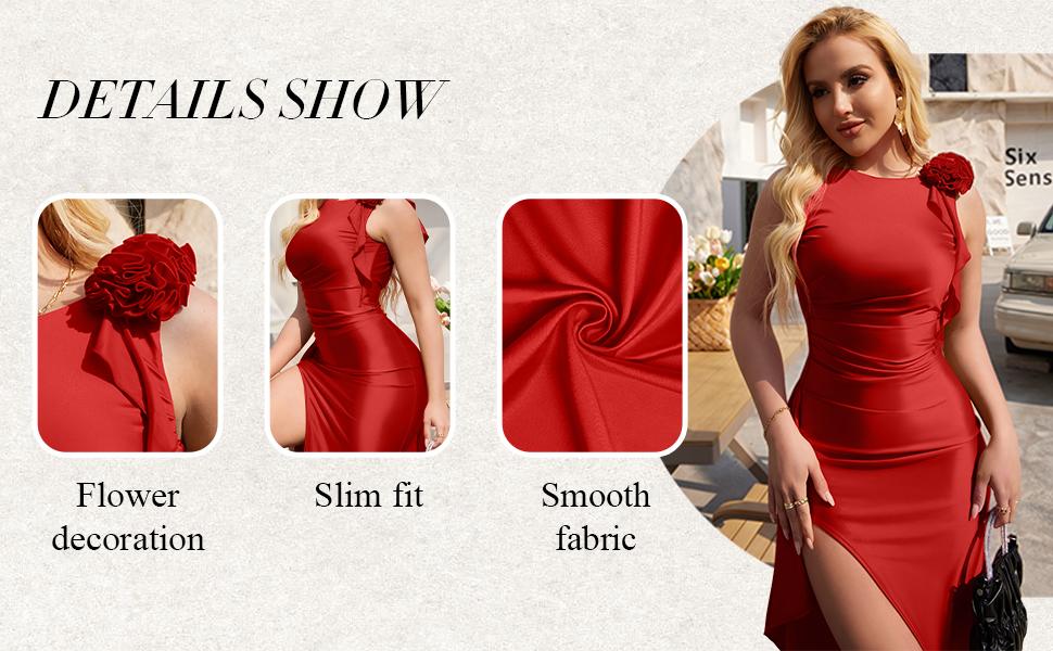 OYV Women's Sleeveless Crew Neck Backless Ruched High Split Party Maxi Dress OYV Women's Sleeveless Crew Neck Backless Ruched High Split Party Maxi Dress