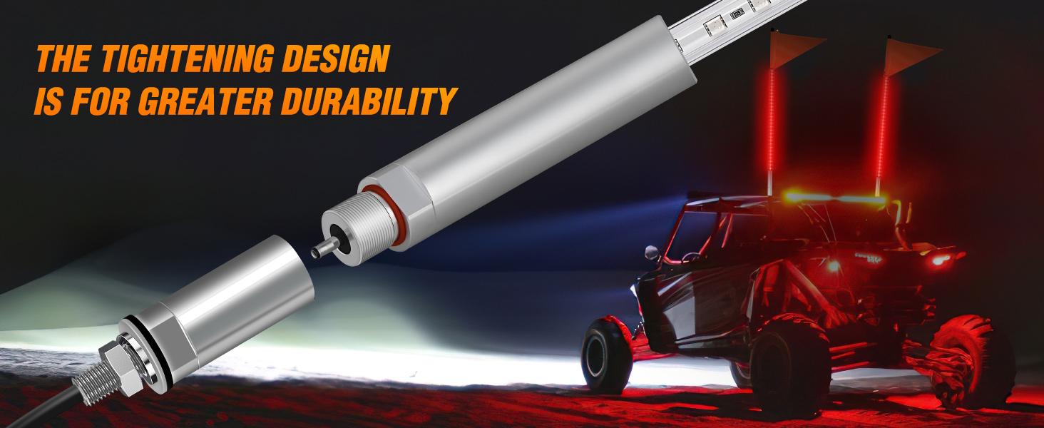 Nilight 1PCS 3FT LED Whip Light with Aluminum Base Red Color Safety Warning Pole Lighted Antenna Whips for RZR Polaris Dune Buggy Off-Road Truck UTV ATV  dealsforyoudays