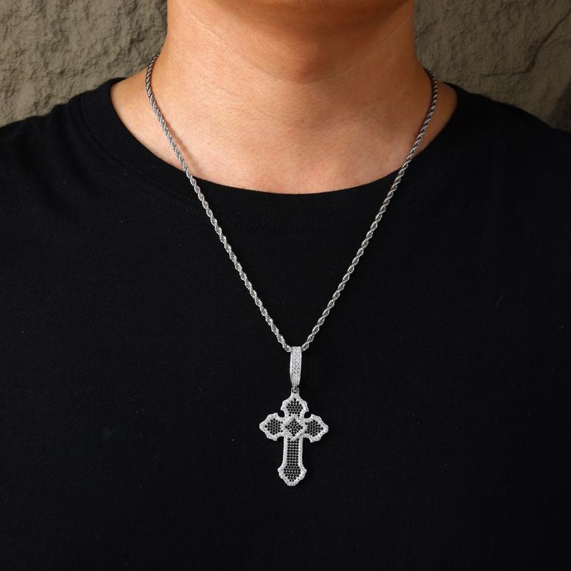【#P697】Cross Pendant UCCIYO S925 Sterling Silver Synthetic Moissanite Pendant Necklace for Women Men Hip Hop Jewelry Gift