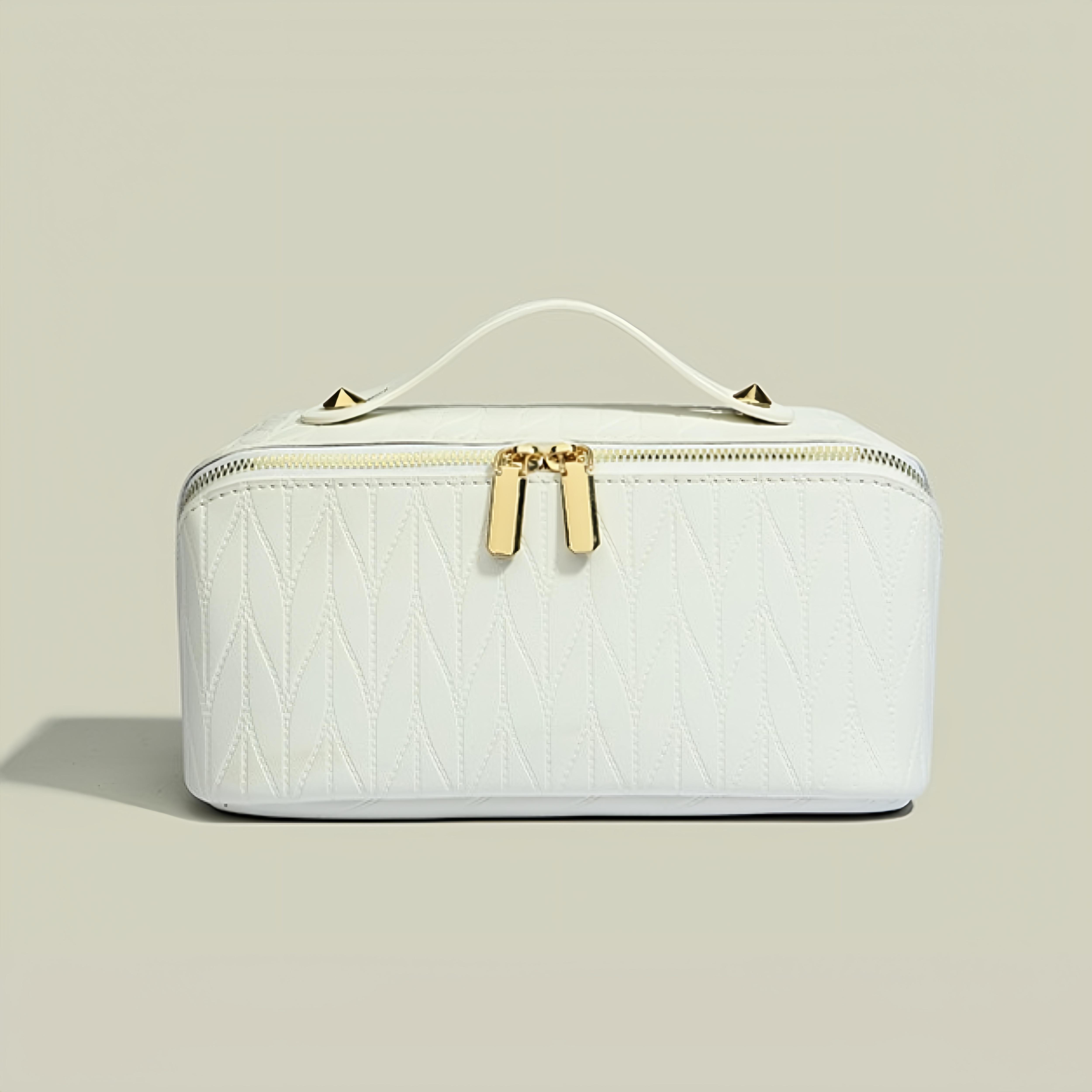 Large Capacity PU Cosmetic Salon-Grade Organizer Bag for Travel Waterproof Valentine's Day Gift Vegan Leather Makeup Pouch Portable Toiletry Bag for Women Makeup Case Jewelry Organizer Box Handheld Cosmetic Pouch Girlfriend Present Minimalist Large Capacity PU Cosmetic Salon-Grade Organizer Bag for Travel Waterproof Valentine's Day Gift Vegan Leather Makeup Pouch Portable Toiletry Bag for Women Makeup Case Jewelry Organizer Box Handheld Cosmetic Pouch Girlfriend Present Minimalist