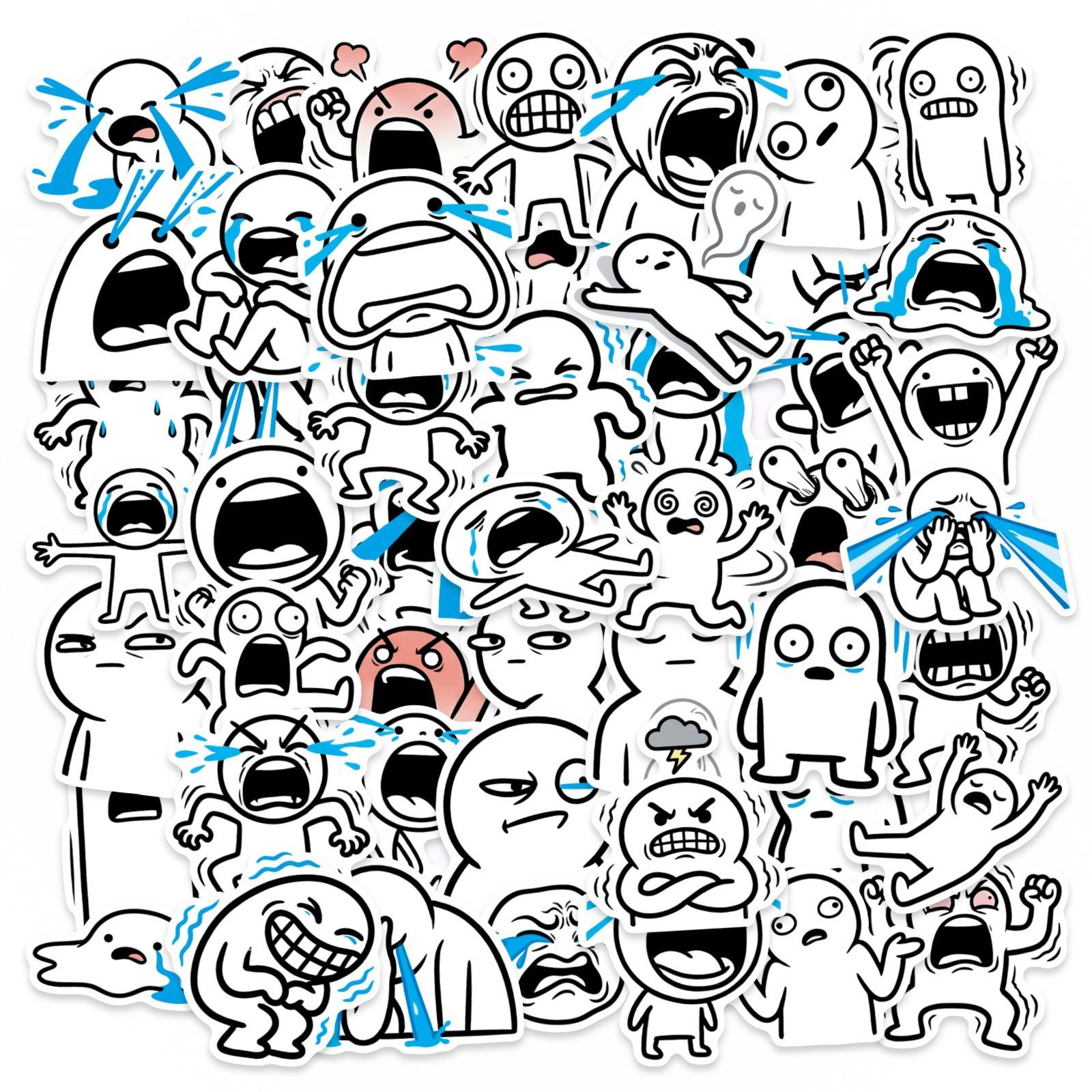 50 Pcs Fun Emoticon Stickers Set, Waterproof & Non-Sticky Design, Perfect for Journaling & Phone Case Decoration, Ca Prop-65 Compliant