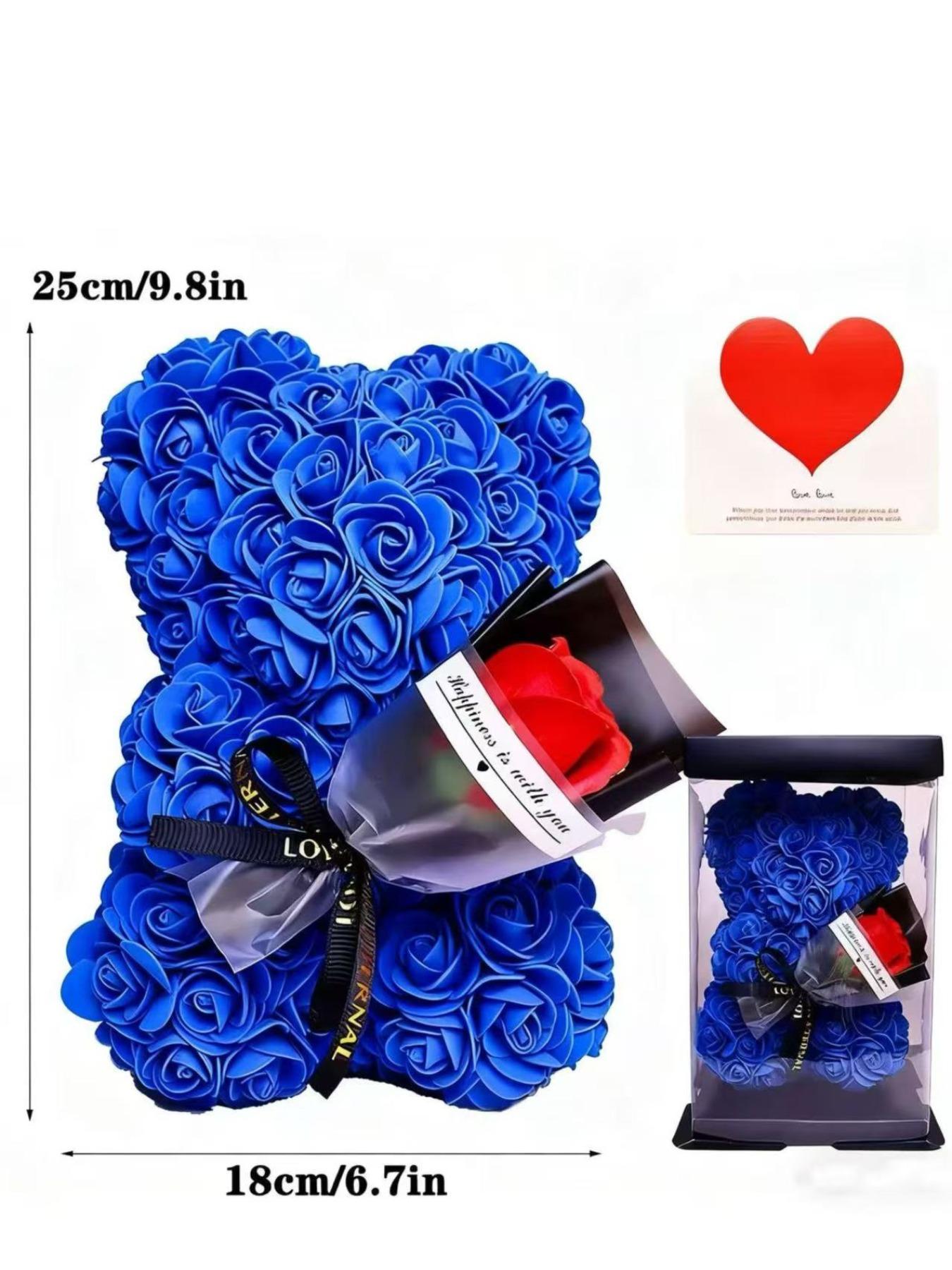 Pe Foam Flower Bear, Rose Bouquet Holding Bear, Valentine's Day Gift for Girlfriend, Mother's Day Gift, Christmas Gift, No Necklace Included