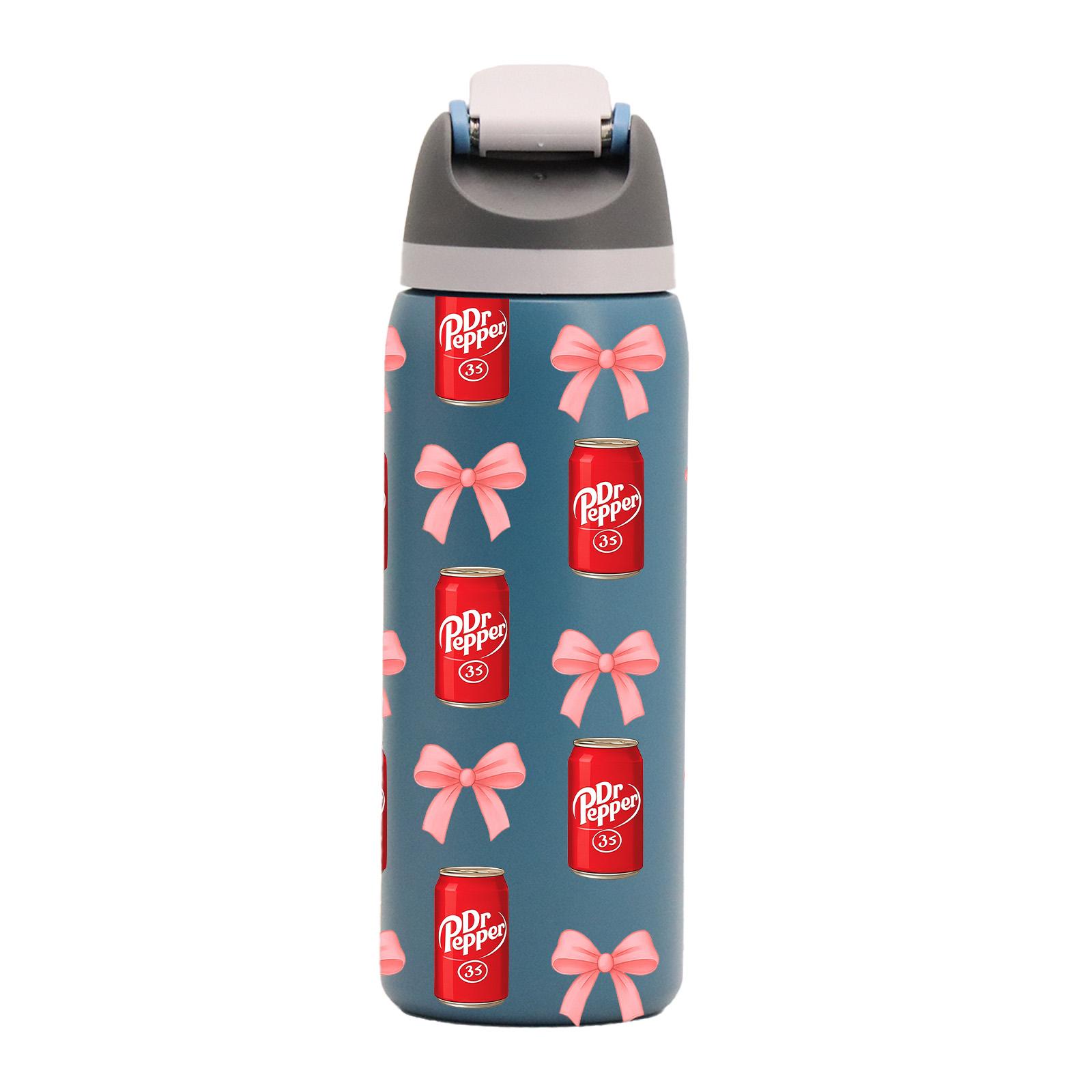 AuraCup 19/24/32oz Insulated Tumbler with Lid & Straw, Cute Pink Bow Pattern, Double-Walled Leak-Proof Stainless Steel Water Bottle for Hot & Cold Drinks, Aesthetic Cup, Hydration Tumbler, Perfect Gift for Girls