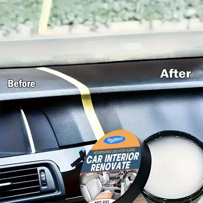 2 PCS Multifunctional Car Repair Wax - Scratch Repair, Plastic Refinishing, Gloss Treatment, Anti-Yellowing Protective Coating - Sponge Brush Included - For Car Interior Dashboard, Bodywork, Revitalizing Protective Coating