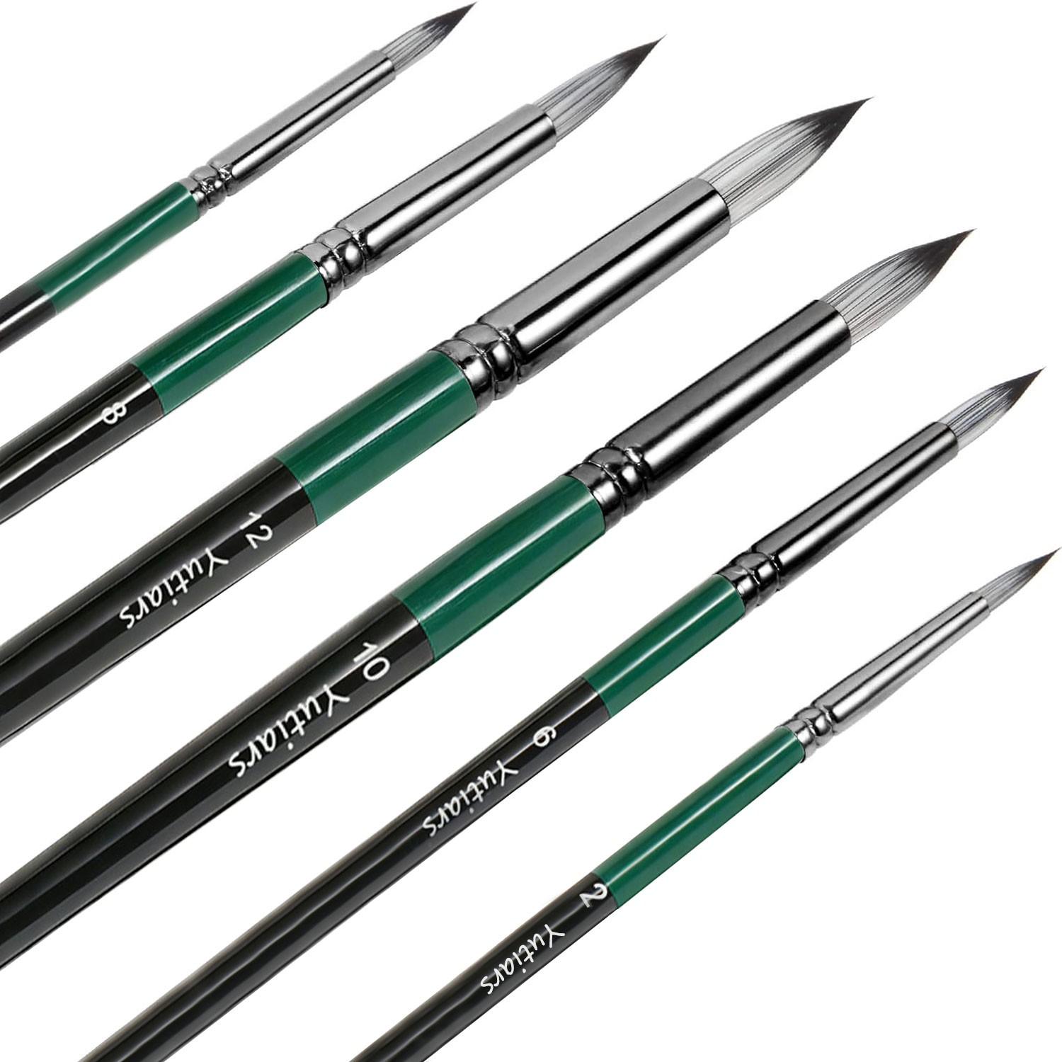 6Pcs Professional Round Paint Detail Brushes Kit Round Brush Variety High Quality Nylon Hair Anti-Shedding Design for Canvas Body Face Rock Painting Adults & Starter Artists