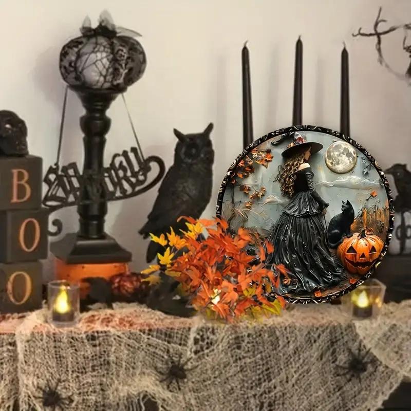 Gothic Style Wall Sign with Hanging Hole, 1 Count Ghost Cat & Witch Pattern Wall Art, Wall Decor for Home Office Party, Trending Home Decor 2024, Halloween