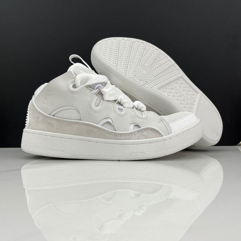 2026 ins Lanvin chunky dad shoes for men and women, leather patchwork lace-up CURB shoes, German training style trendy sports casual sneakers