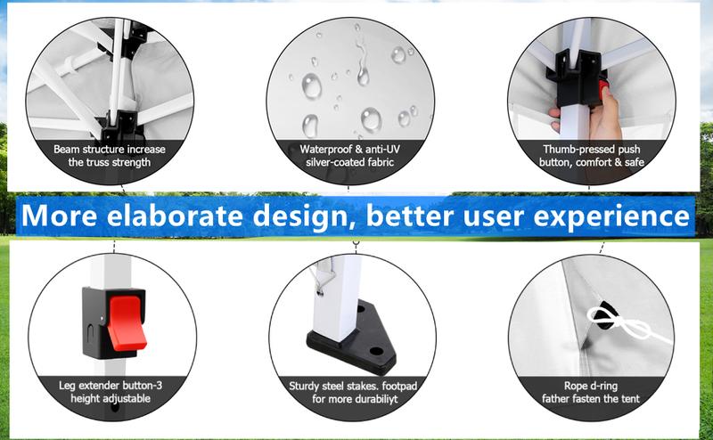 COBIZI 10x20 Pop up Canopy Tent with 6 Sidewalls, Waterproof Portable Outdoor Canopy for Parties, Wedding, Backyard