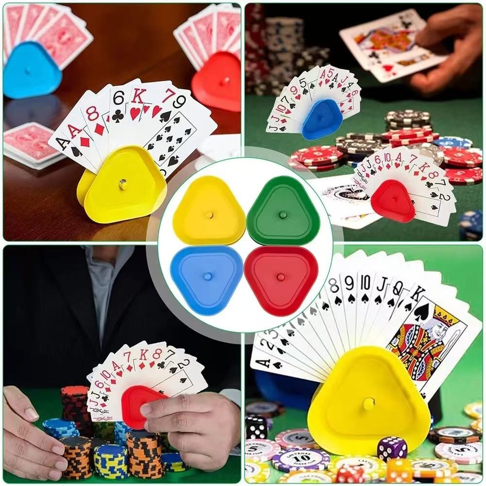 6pcs plastic triangular versatile Poker playing card holder provides convenience for playing cards and board games, and is an ideal gift for Christmas, Halloween and Thanksgiving.