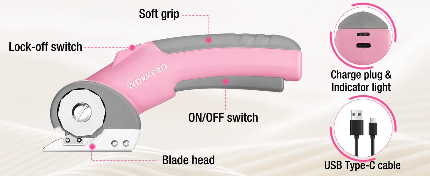#JumpstartSale WORKPRO Cordless Electric Scissors, 4V Rechargeable Powerful Shears Cutting Tool for Fabric, Leather, Carpet and Cardboard, Power Rotary Cutters for Sewing, Scrapbooking, Crafting