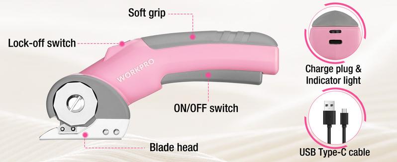 #JumpstartSale WORKPRO Cordless Electric Scissors, 4V Rechargeable Powerful Shears Cutting Tool for Fabric, Leather, Carpet and Cardboard, Power Rotary Cutters for Sewing, Scrapbooking, Crafting