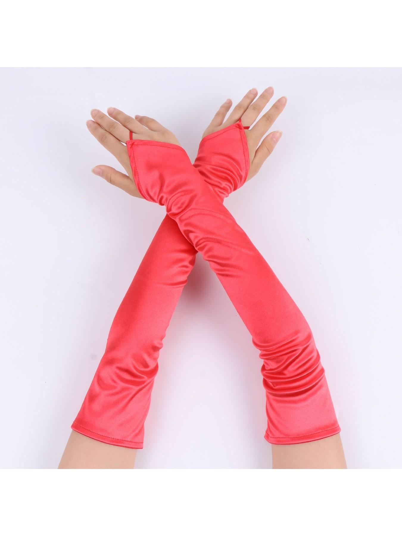 Elasticated Long Satin Gloves for Wedding, Performance, Dance Events, Elegant Accessories, Perfect for Formal Wear