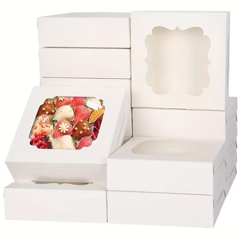 Mini Foldable Paper Boxes Set of 20, Durable Food Packaging for Cookies Donuts Macarons, Anti-Drop with Observation Window