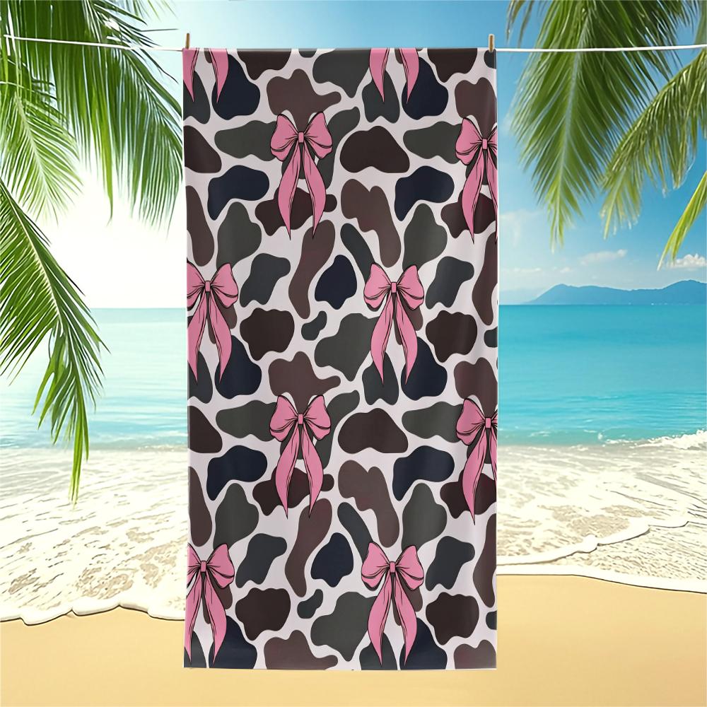 1-Piece Coquette Bow Printed Beach Towel, Cute Y2K Style Sand-Free Quick-Dry Microfiber Towel, Lightweight Absorbent Printed Beach Accessories, Ideal for Travel Vacation, Pool, Beach, Camping & Daily Use