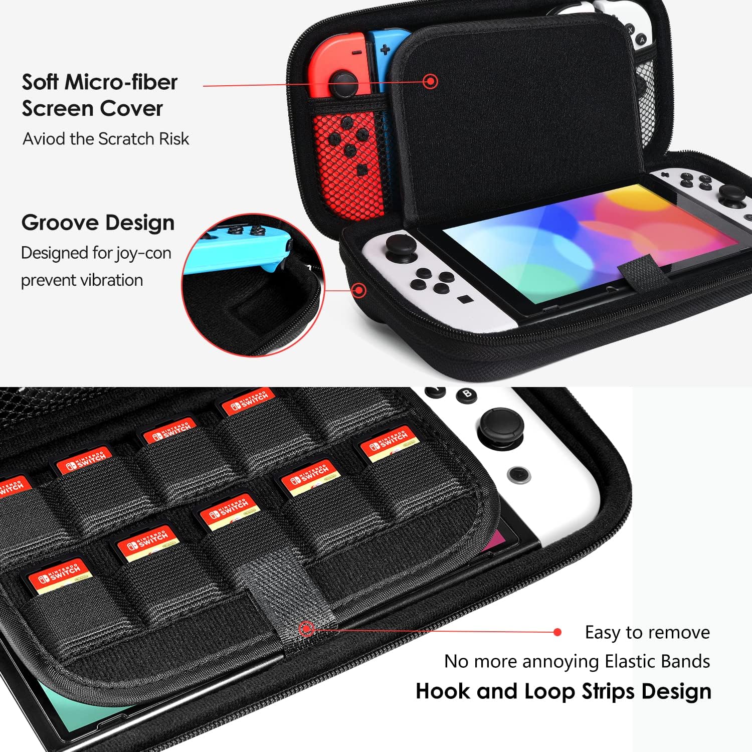 Switch Pro Controller, Compatible with Nintendo Switch/OLED/Lite Console, Wireless Controller with Screenshot/Dual Vibration/Wake-up/Motion Control/1300mAH Battery, Gaming Controller Accessories with Charger/Screen Protector/Protective Case/Carry Bag