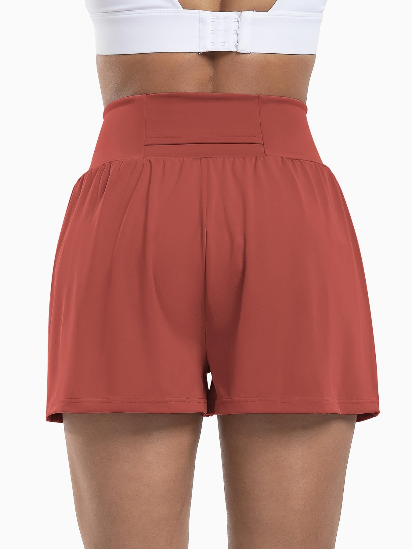 Women's 2 in 1 High Waist Sports Shorts, Gym Shorts, Casual Pocket Design Shorts for Yoga Gym Workout Running, Ladies Sportswear for Summer