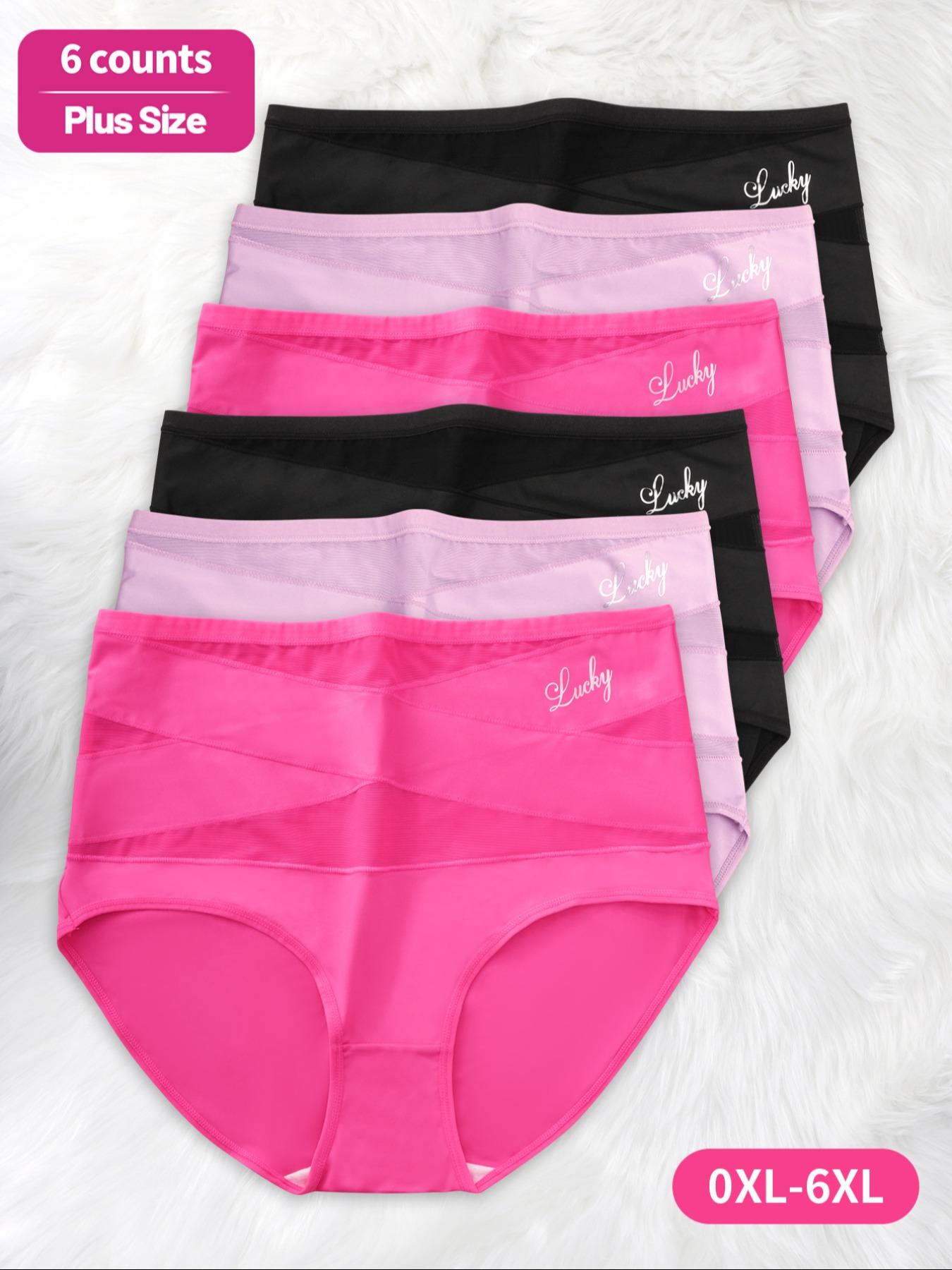【Plus Size】 Letter Print High Waist Panties, Breathable Comfortable Briefs for Daily Wear, Women's Underwear for All Seasons