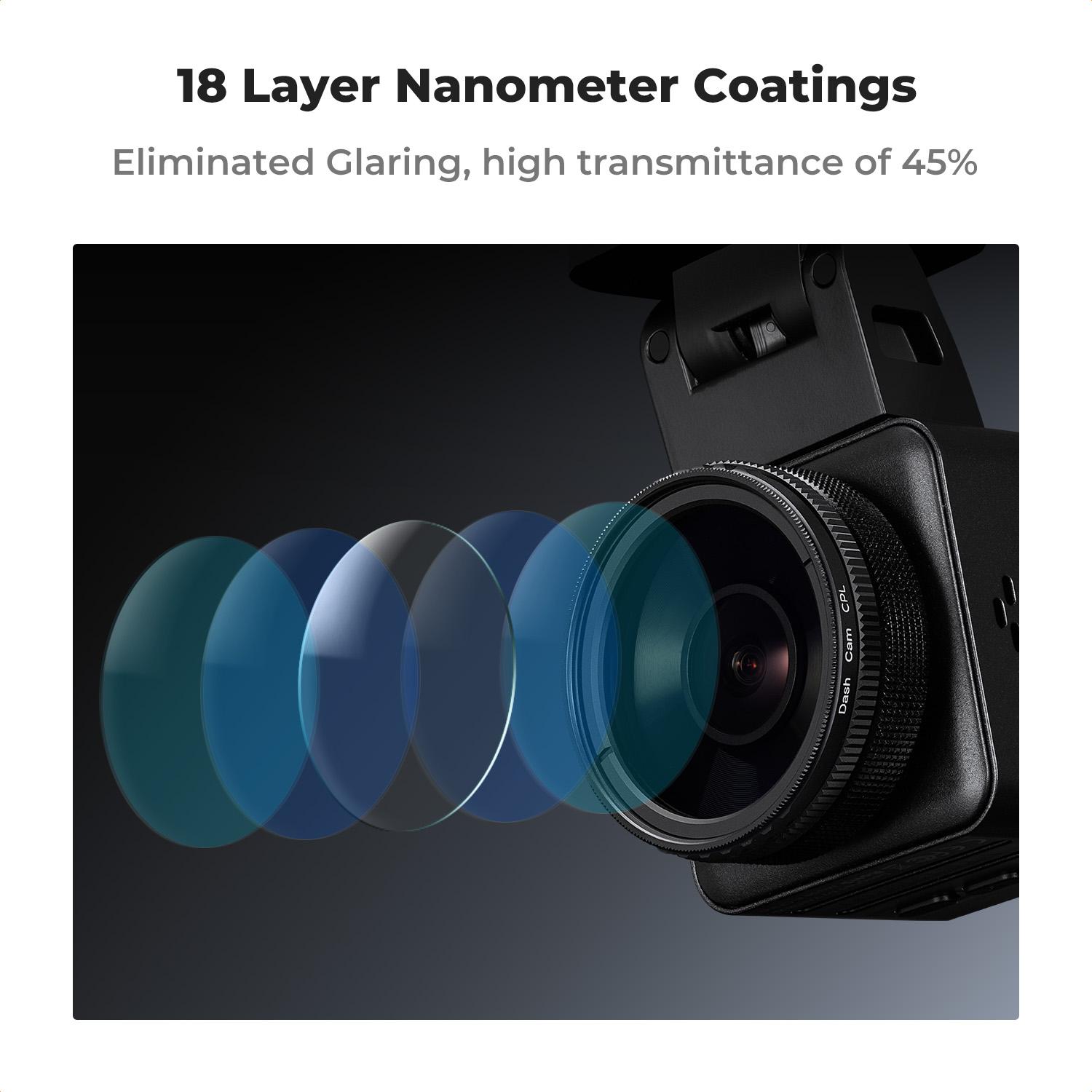 【K&F CONCEPT】 40mm Ultra-Slim CPL Circular Polarizer Dashcam Filter for E1, E2, E3, E1 Lite, S1 Pro, N4 Pro N5 Dashcam, Reduce Glare and Reflection, Enhance Contrast