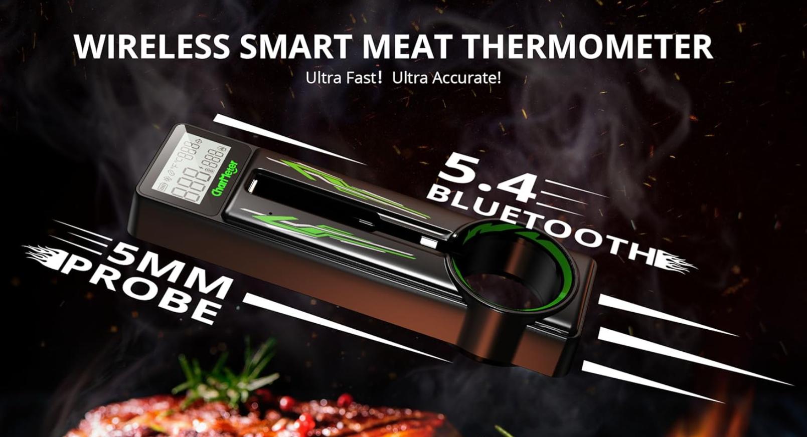 CharMeter Wireless Thermometer,Bluetooth meat thermometer,for Remote Monitoring of Smoker,Grill, and Oven,Perfect Accessories Gift for Kitchen Lovers CharMeter Wireless Thermometer,Bluetooth meat thermometer,for Remote Monitoring of Smoker,Grill, and Oven,Perfect Accessories Gift for Kitchen Lovers