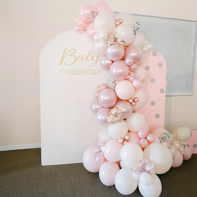 46 piece set of pink balloon combinations, including matte white, maca powder, pearl powder, and transparent latex balloons, suitable for birthday parties, wedding decorations, bridal farewell parties, and anniversary celebrations