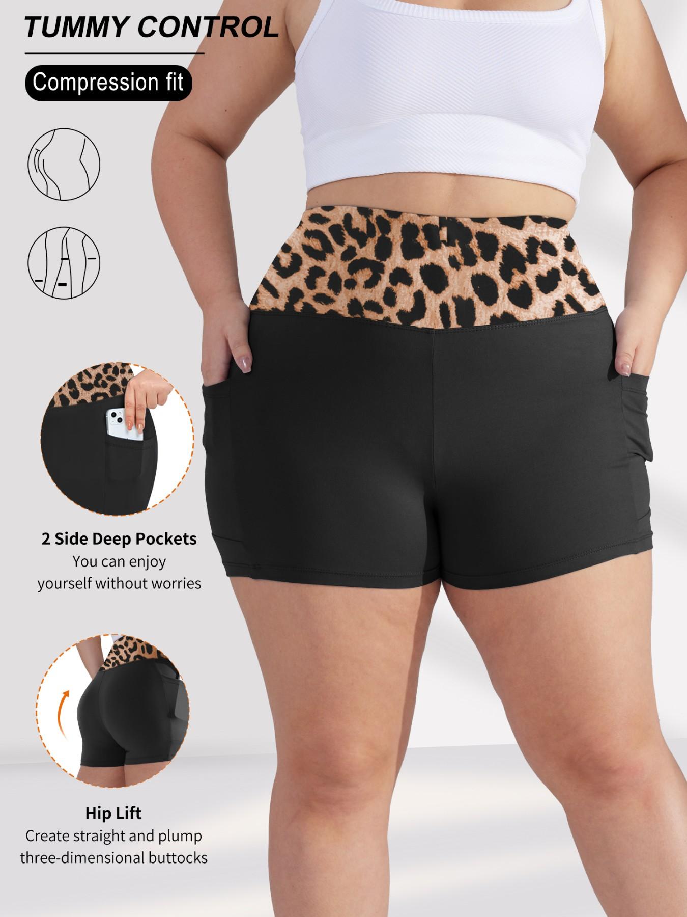 【Plus Size】 High Waist Pocket Skinny Shorts, Casual Comfy Breathable Short Leggings for Daily Wear, Women's Bottoms for Summer