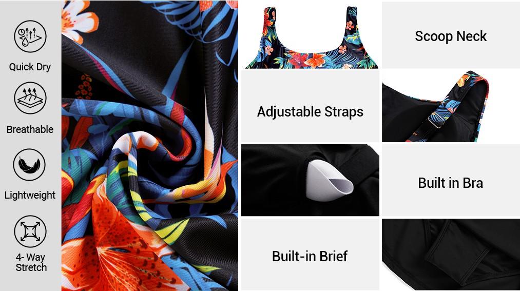 Daci Plus Size Tankini with Skirt - Women Two Piece Swimsuits Tummy Control Bathing Suits Scoop Neck Swimwear