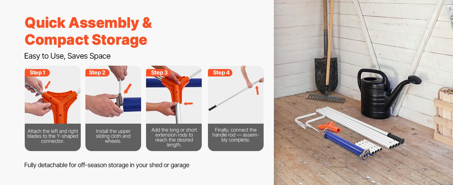 VEVORSnowRoofRake, 17inAluminumBlade, 4.1-17.2ftAdjustableRoofSnowScraperwithWheelsSlide, LightweightSnowsRemovalToolforHouseRooftopLeavesDebrisClearing