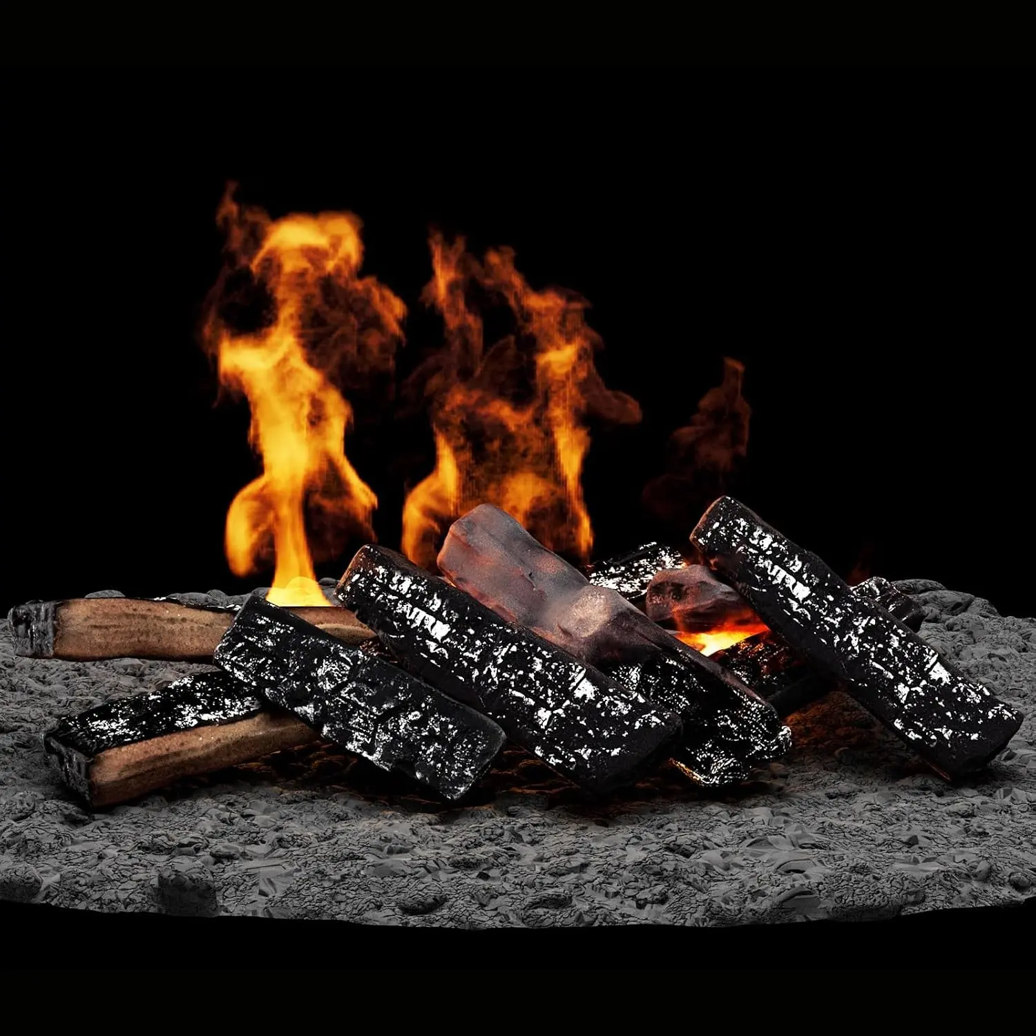8 Pcs Ceramic Gas Fireplace Logs, Small Size Premium Heat-Resistant Wood Log Gas Realistic Logs for Indoor or Outdoor Fireplaces,Perfect for Holidays,Christmas Ambiance