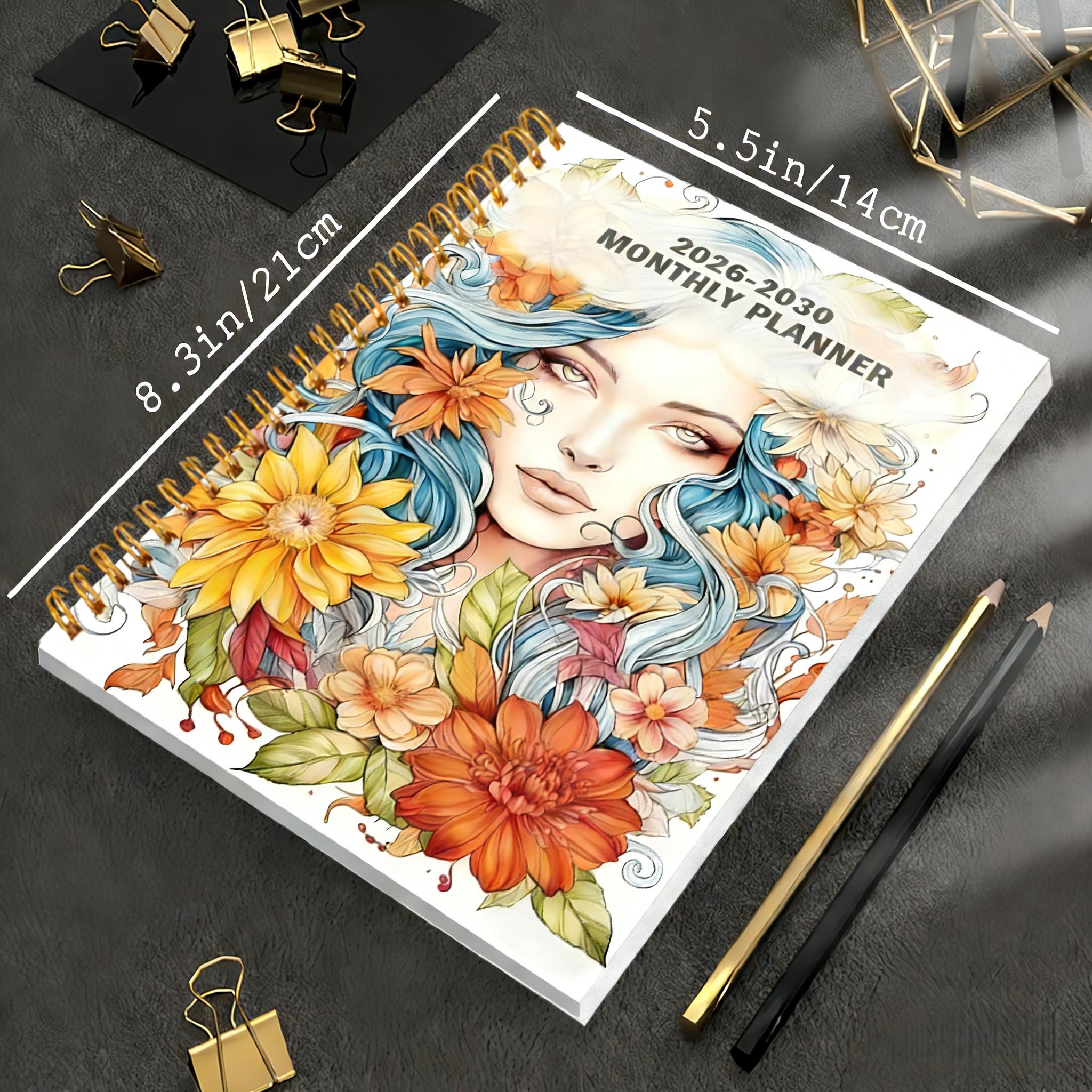 2026-2030 Monthly Planner/Calendar - January 2026 to December 2030, 5-Year Monthly Planner, Colorful Flower Lady Cover Design Notebook, Yearly Calendar Planning, Monthly Tabs, 60-Month Calendar, 5.5 x 8.3 inches, 71 Sheets/142 Pages Thick Paper, Elastic C