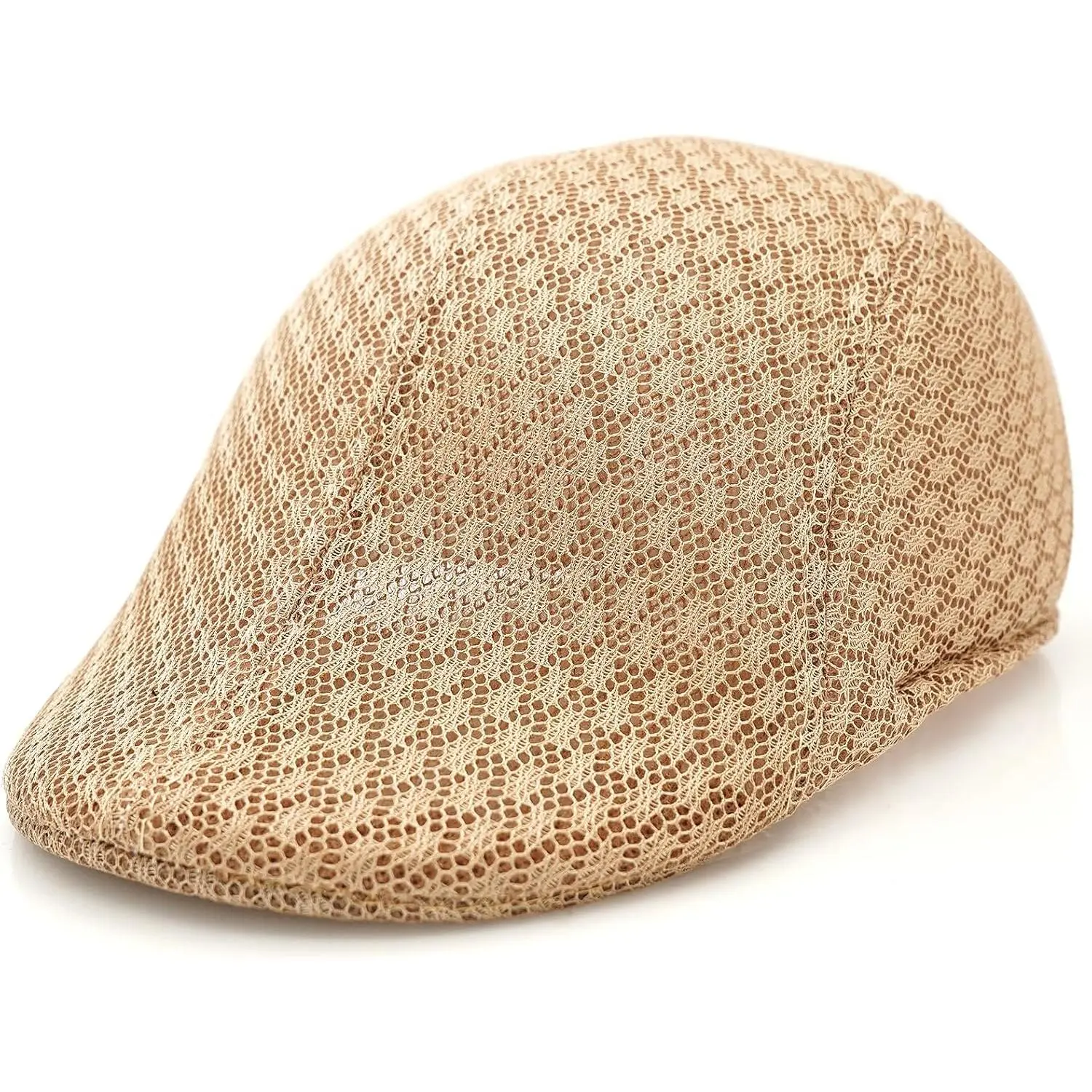 Men's Newsboy Cap  Mesh Cabbie Hat Summer Lightweight Breathable Flat Cap Irish Driving Hat for Hiking Fishing Golf