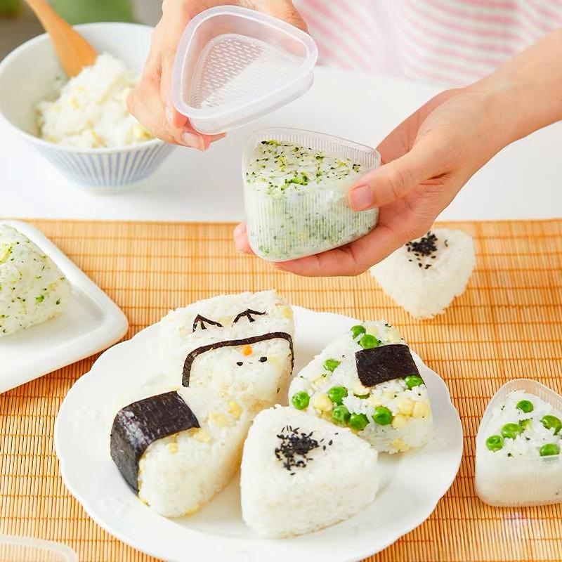 4pcs Transparent Triangle Onigiri Molds, Large Rice Ball Maker, Suitable for Lunch Boxes and Bento Box Decorations, DIY Sushi Kitchen Tools