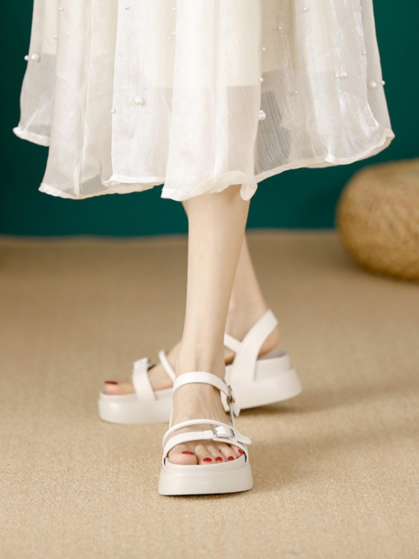 Women's Chunky Heel Sandals, Waterproof Platform High Heels, Fashion Thin Strap Outdoor Shoes, Two-Layer Thick Sole Slippers