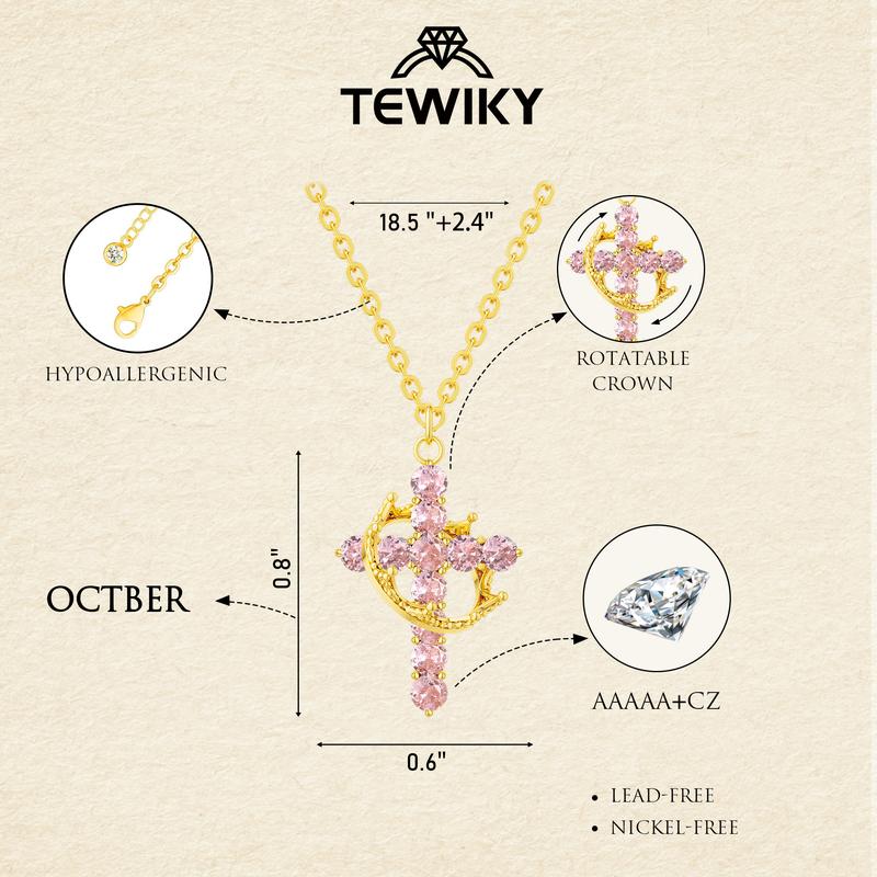 Tewiky Colorful Simple Crown & Cross Pendant Choker Necklace For Women & Men & Girls Pretty Crown Cross Necklace For Daily Party Clothing Decor Trendy All-match & Exquisite Jewelry For Mother’s Day Gift