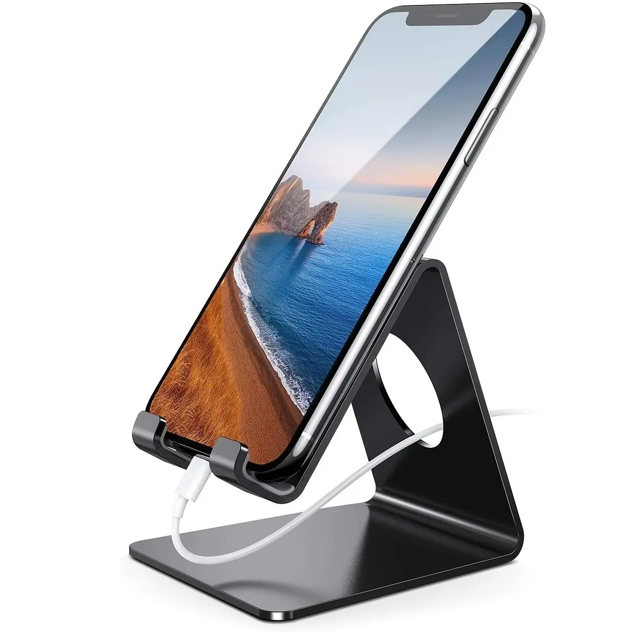 Metal Cell Phone Stand, Desk Phone Holder Cradle, Compatible with All Smartphones, Office Desktop Accessories