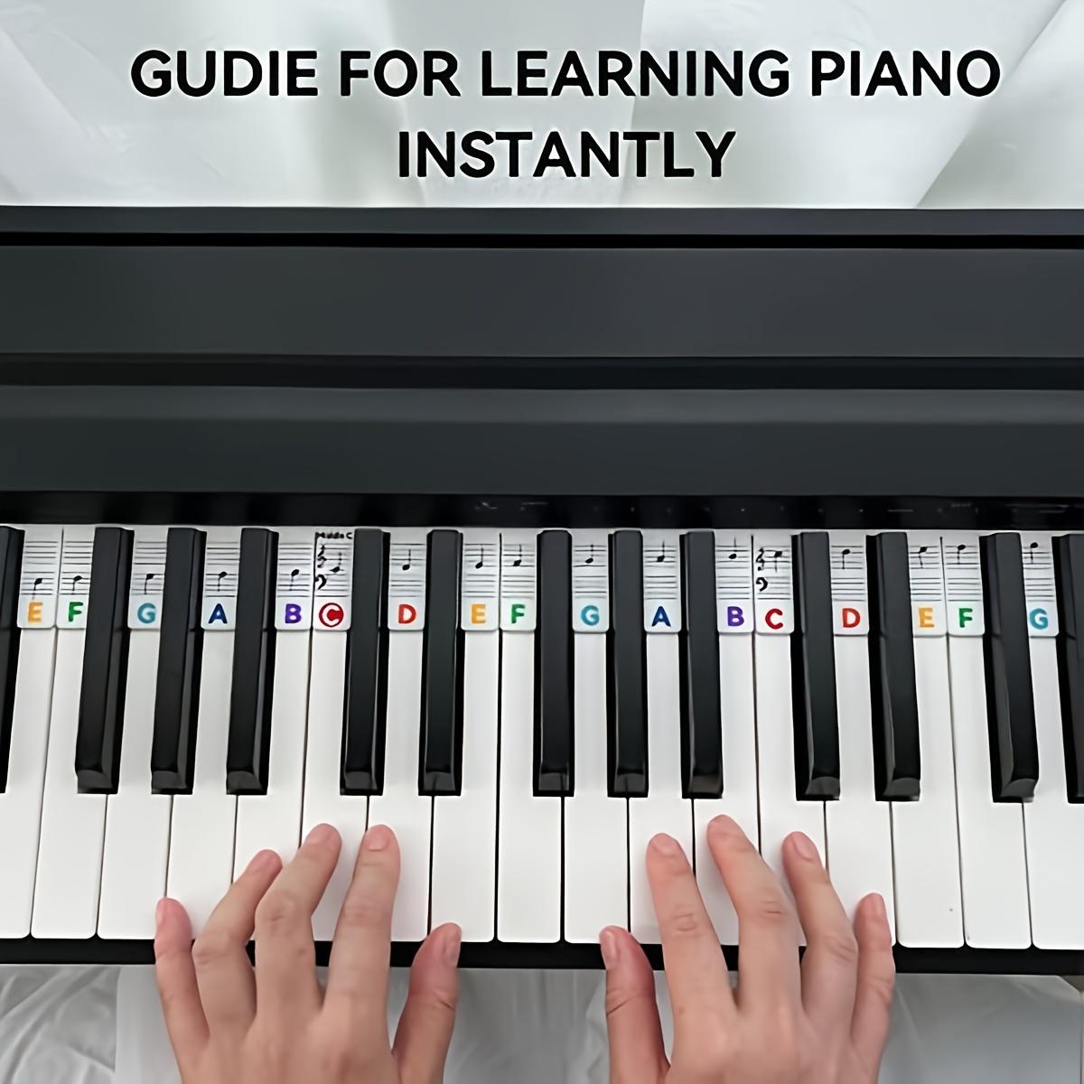 Easy Learn Beginner Piano Notes, 88 Key Full Range, Detachable Reusable Keyboard Guide with Color Labels, Perfect for Scales Practice