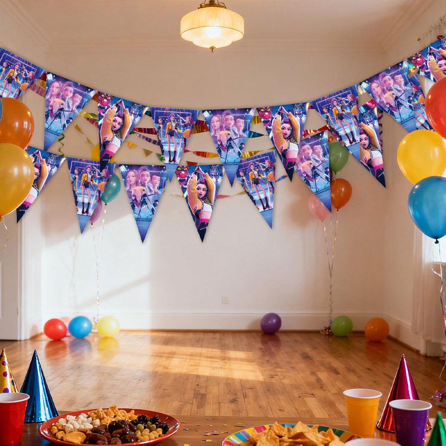 Huntress Theme Party Decor Set, Pull Flags, Hanging Banners, Triangle Flags, Christmas Party Supplies, Atmosphere Maker, Back-To-School Decoration, Decorative Banner