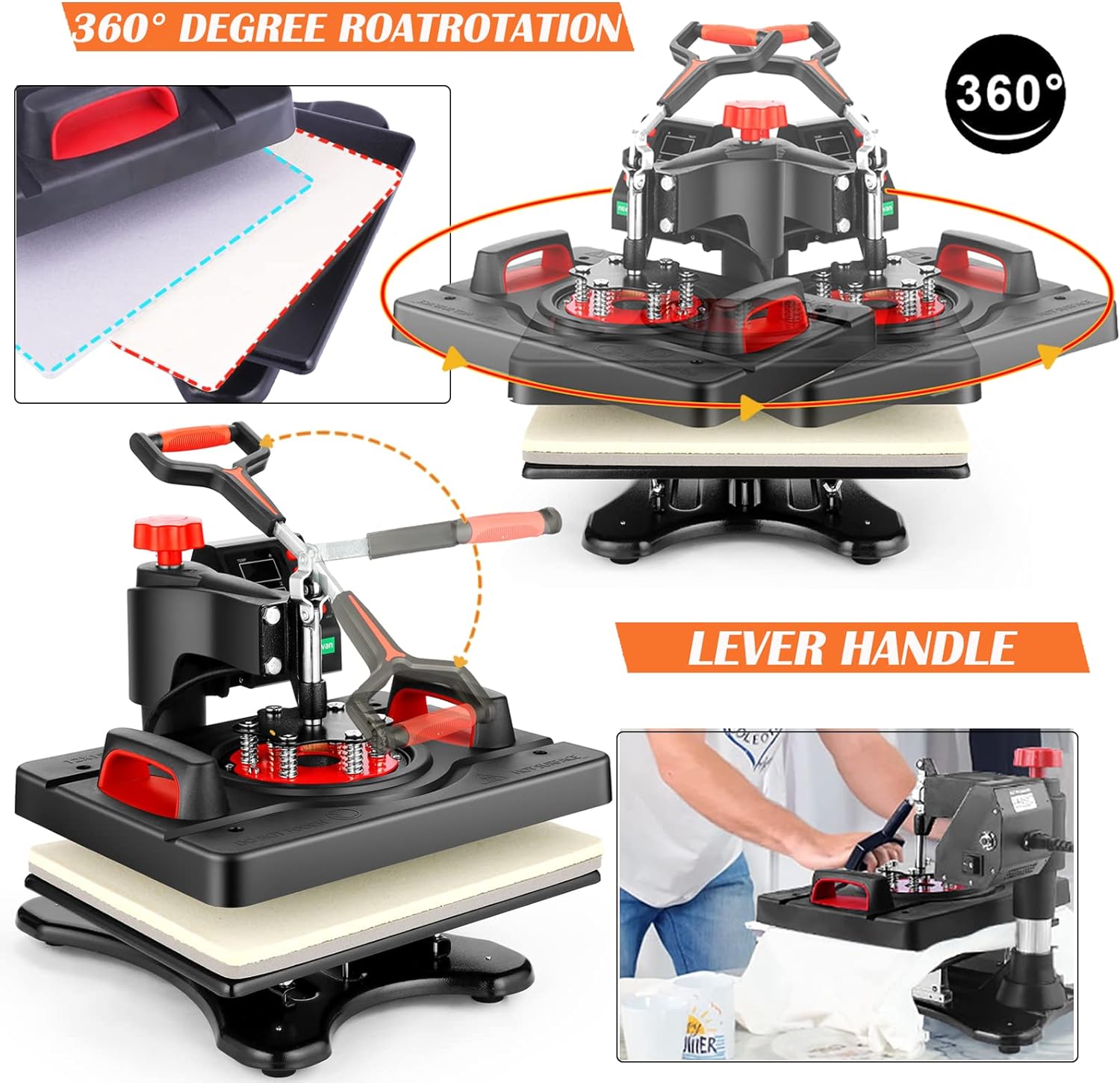 AKEYDIY Heat Press Machine Professional Sublimation Machine 15" X 12" Swing Away Shirt Printing Heat Transfer Digital Tumbler Heat Press Machine for T Shirts Mug Hat Plate Cap,Xmas Gifts for DIY Lovers