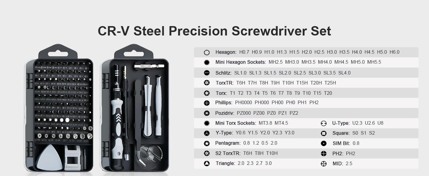 122 in 1 Precision Computer Screwdriver Kit, Laptop Screwdriver Sets with 101 Magnetic Drill Bits, Computer Accessories, Electronics Tool Kit Compatible for Tablet, PC, iPhone, PS4 Repair Replaceable Screwdriver Bits