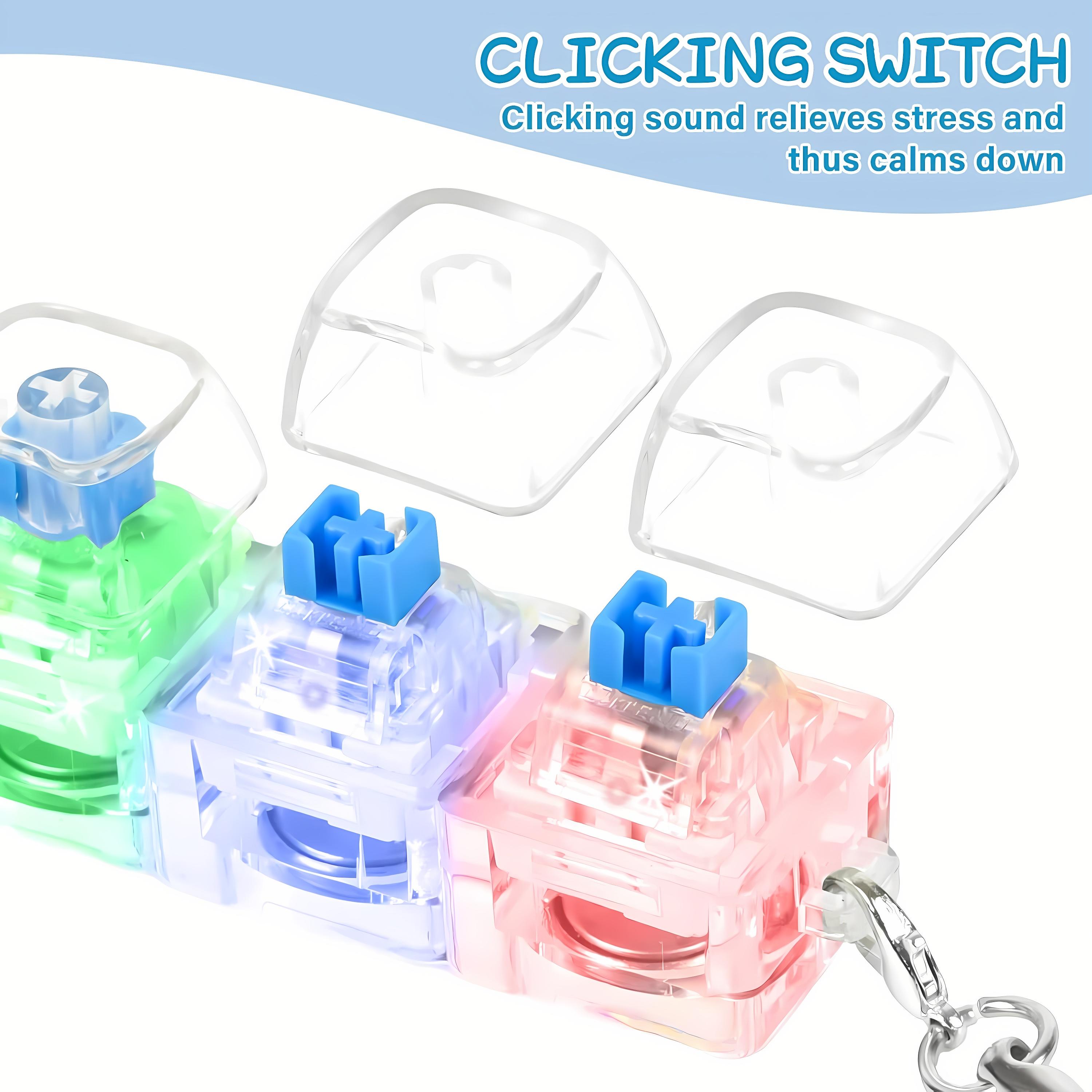 Keyboard Fidget Toy for Adults Fidget Keyboard Clicker Toys with LED Lights Keychain Stress Relief for Anxiety Decompression