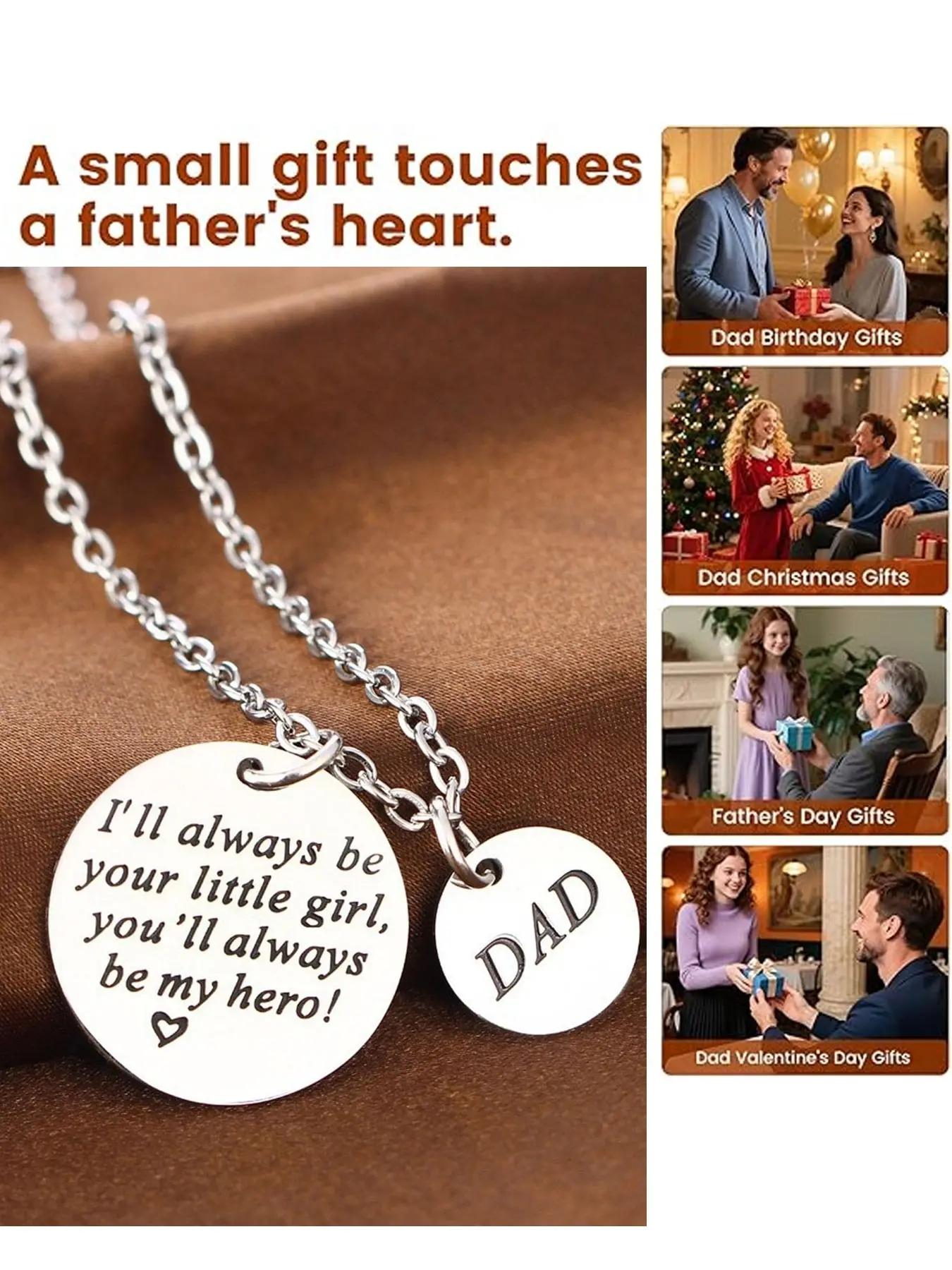 Father's Day gift set, necklace and keychain, American flag ring, lion greeting card, blue rose gift box, perfect for Christmas, birthdays, Memorial Day.